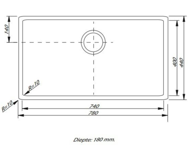 Evier 1 bassin Lorreine 74R detail 1