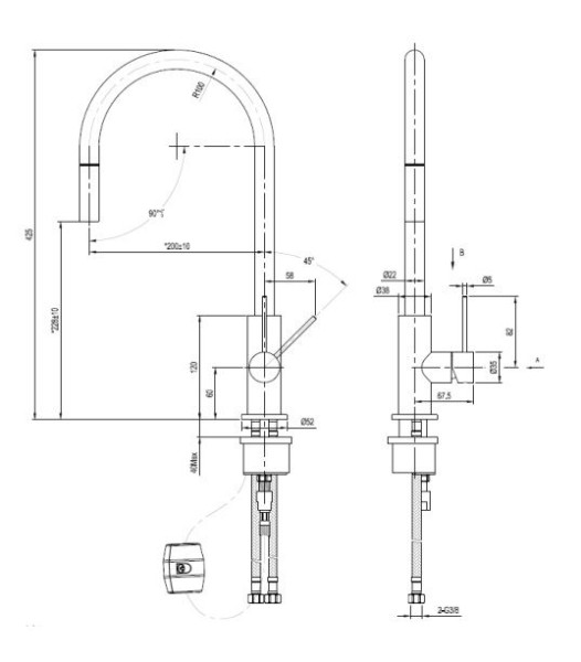 Eéngreepskraan Lorreine AIRE-BLACK-PVD detail 1