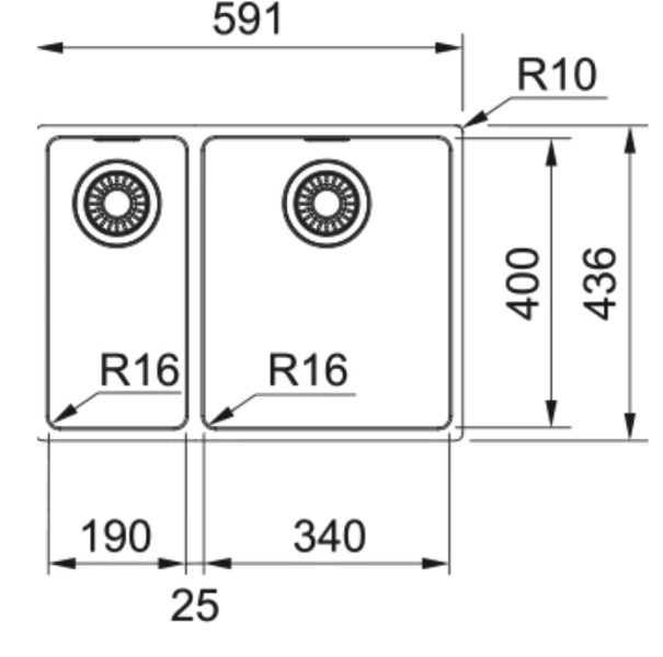 Anderhalve spoelbak Franke MRX260L1 detail 1