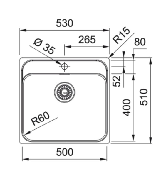Enkele spoelbak Franke SRX210500TL1 detail 1