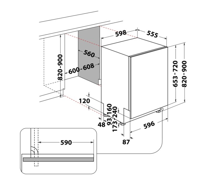 Lave-vaisselle full-intégré 60cm Whirlpool W2IHKD526A detail 3
