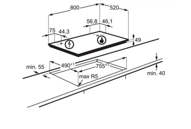 Kookplaat  gas AEG HVB8453IB detail 3