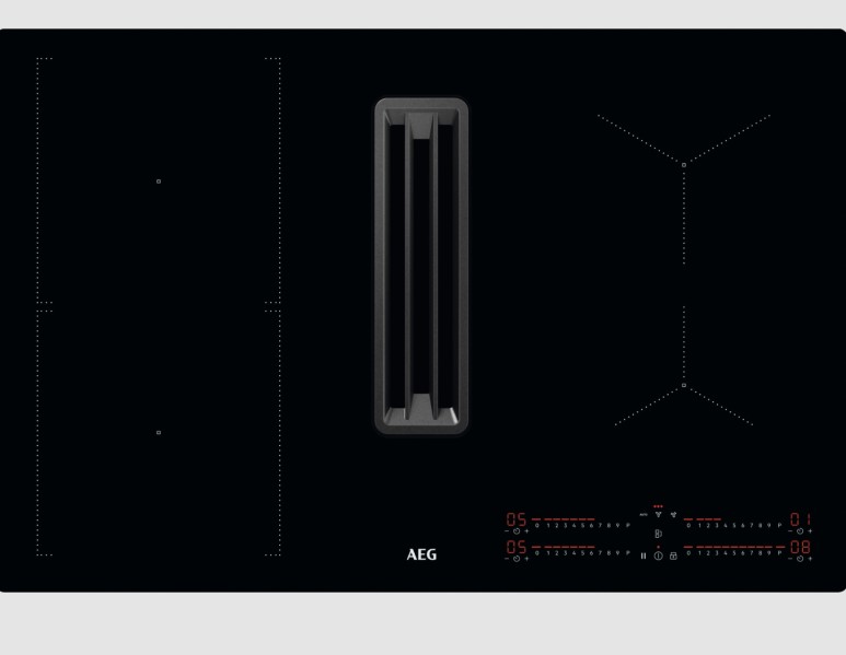Kookplaat met ingebouwde dampafzuiging AEG CCE84543CB// vooraanzicht