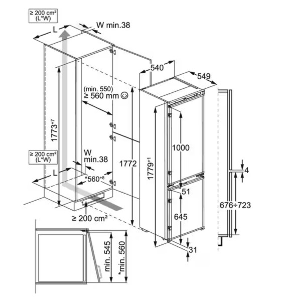 Koelvriescombinaties inbouw AEG TSC7G181DS/! detail 3