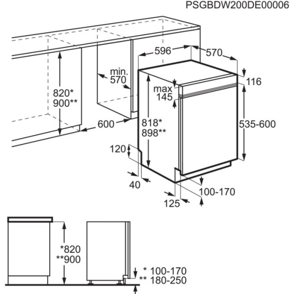 Vaatwasser integre. 60cm frontbediening AEG FES5368XZM* detail 3