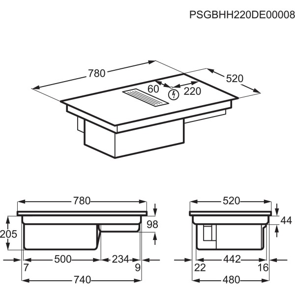 Taque de cuisson avec hotte intégrée AEG CDE84543CB// detail 3