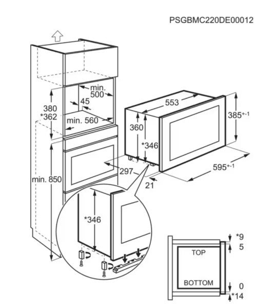 Microgolfoven inbouw met grill AEG MSB2057D-B / ZWART detail 3
