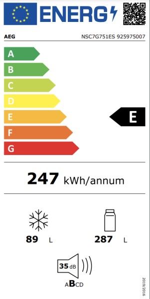Combiné réfrigérateur/congélateur intégrable AEG NSC7G751ES detail 3