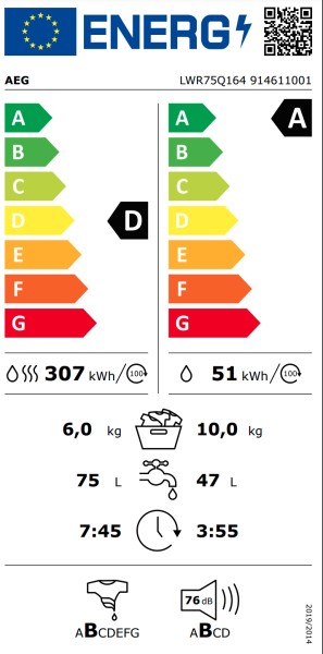 Lave- et sèche-linge combination AEG LWR75Q164/was droog detail 4