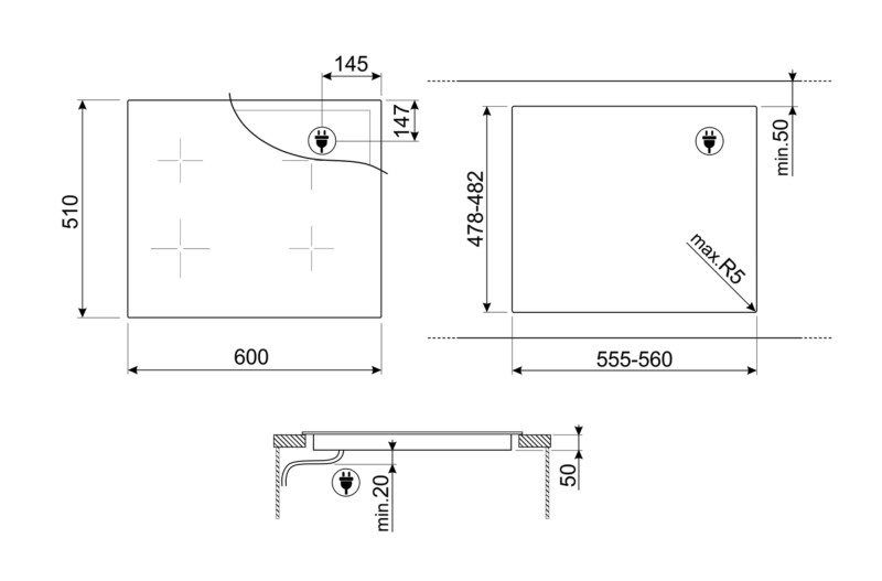 Taque de cuisson induction Smeg SI4642D detail 5
