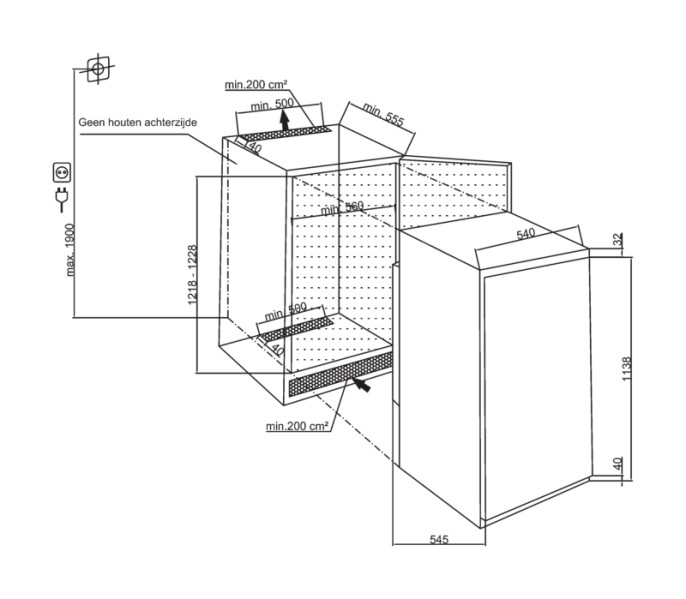 Koelkast inbouw 122 cm hoog Beko BSSA210K4SN detail 5