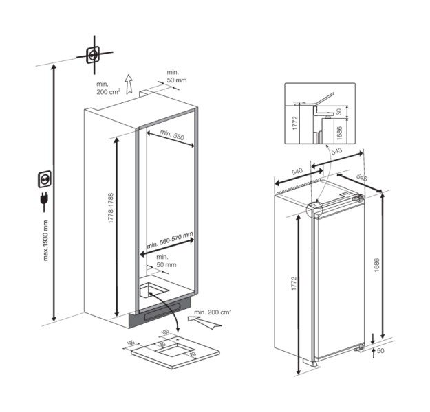 Koelkast inbouw 176-179cm hoog Beko BSSA315K4SN detail 3