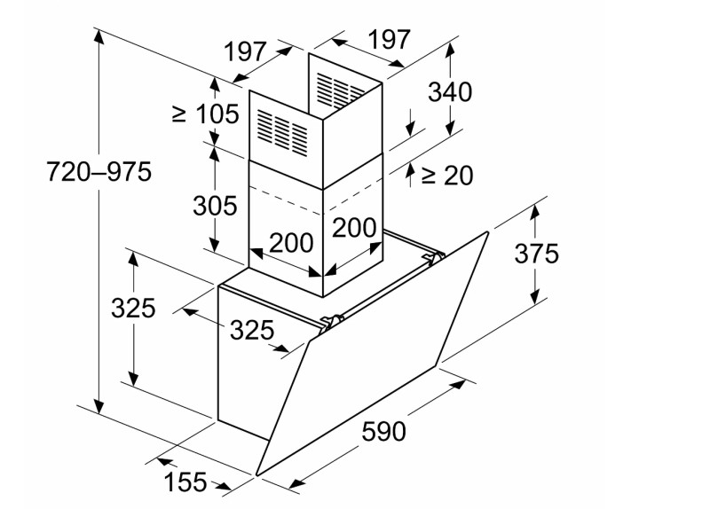 Hotte cheminée Siemens LC65KDK60 detail 5