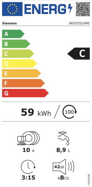 Lave-vaiselle avec panneau de commande 45cm Siemens SR55ZS10ME detail 7
