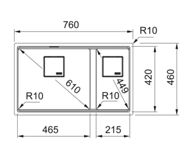 Anderhalve spoelbak Franke KNG120KR1 detail 1