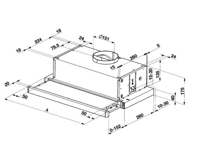 Dampkap telescopisch Beko CTB6250BB detail 1