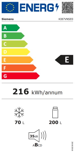 Combiné réfrigérateur/congélateur intégrable Siemens KI87VNSE0 detail 7