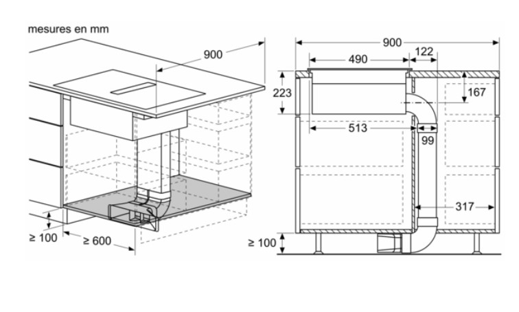 Taque de cuisson avec hotte intégrée Siemens ED611BS16E detail 3