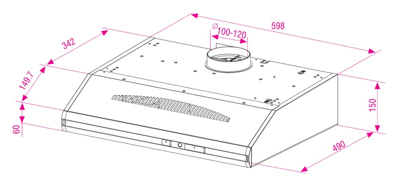 Dampkap onderbouw Beko CFB6437W detail 1