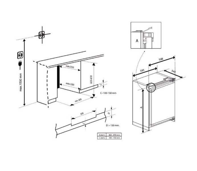 Diepvries inbouw  < 82 cm Beko BU1204N detail 3