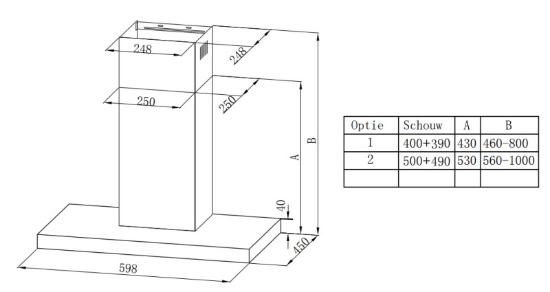 Dampkap wand/schouw Exquisit FKH62.3 INOX detail 1