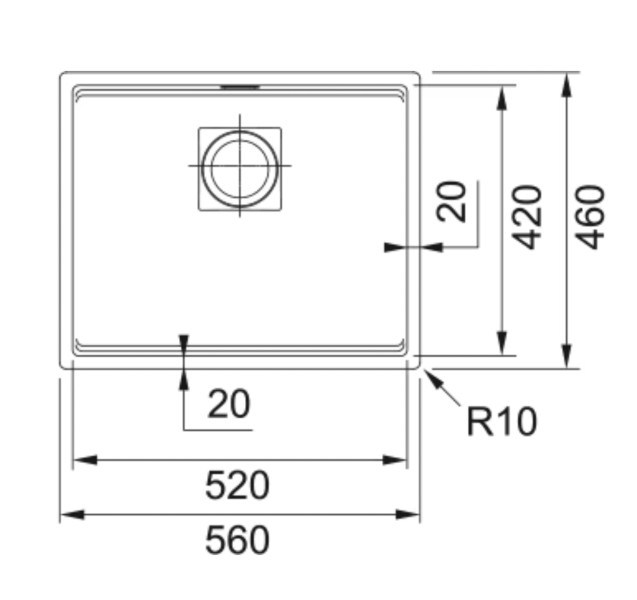 Enkele spoelbak Franke KNG110520KR1 detail 2