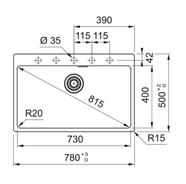 Enkele spoelbak Franke MRG610730KR1 detail 1