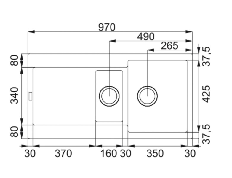 Enkele spoelbak Franke MRG651KR1 detail 1