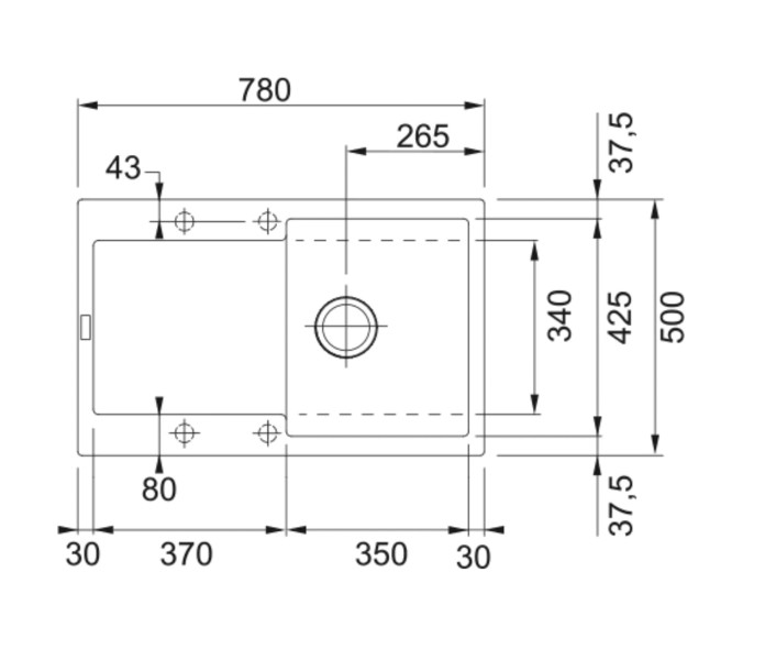 Enkele spoelbak Franke MRG611KR1 detail 1