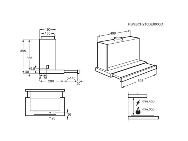 Hotte téléscopique AEG DPE5660G detail 3