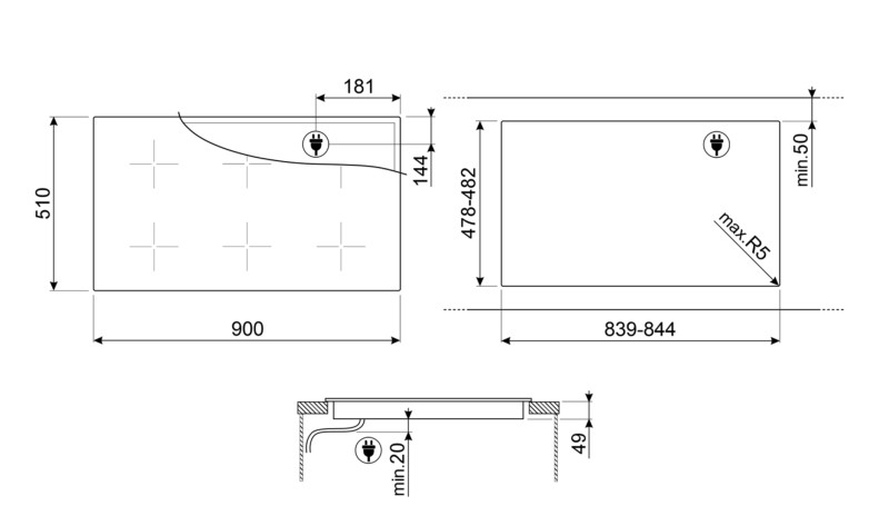 Kookplaat inductie Smeg SI1M4954D detail 5