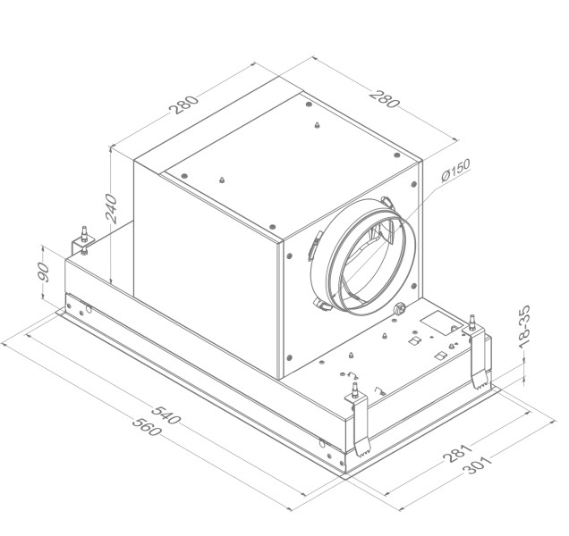 Dampkap inbouwgroep Novy 816 / Novy Mini Pure'line detail 1