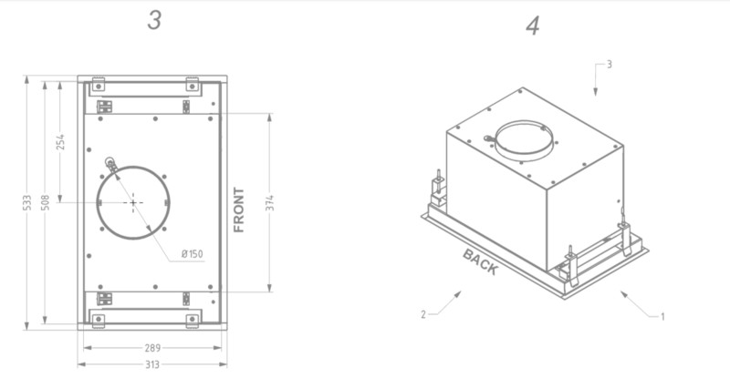 Dampkap inbouwgroep Novy 26052 / Novy Crystal ZWART detail 6