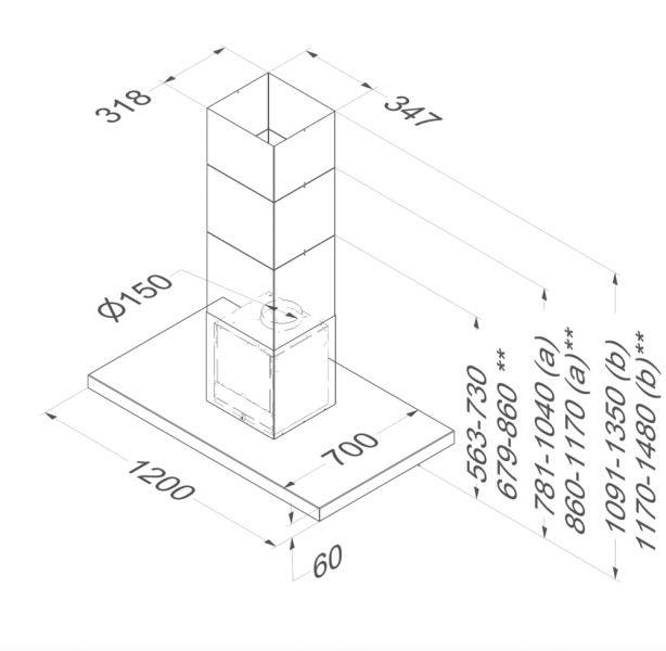 Dampkap zonder motor Novy 7665 / Novy Flat'line detail 1