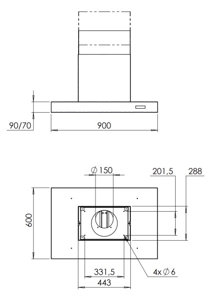 Dampkap eiland Venduro VENEI90MM detail 1