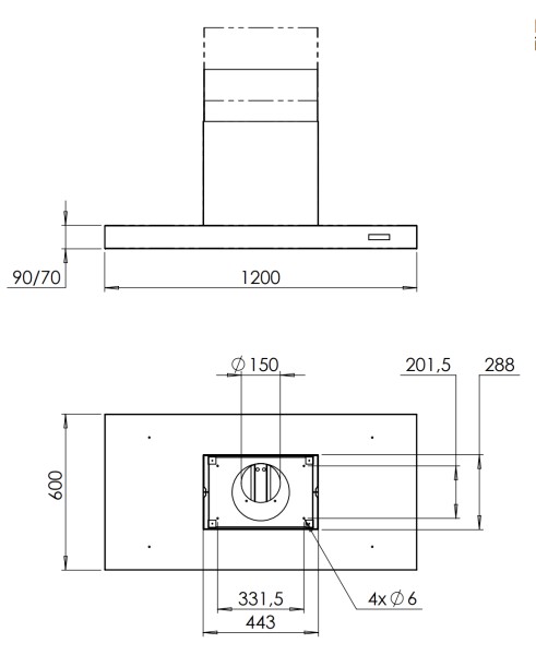 Hotte aspirante sans moteur Venduro VENEI120ZM detail 1