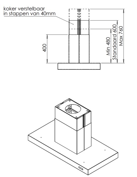 Hotte îlot Venduro VENEI120MM detail 2