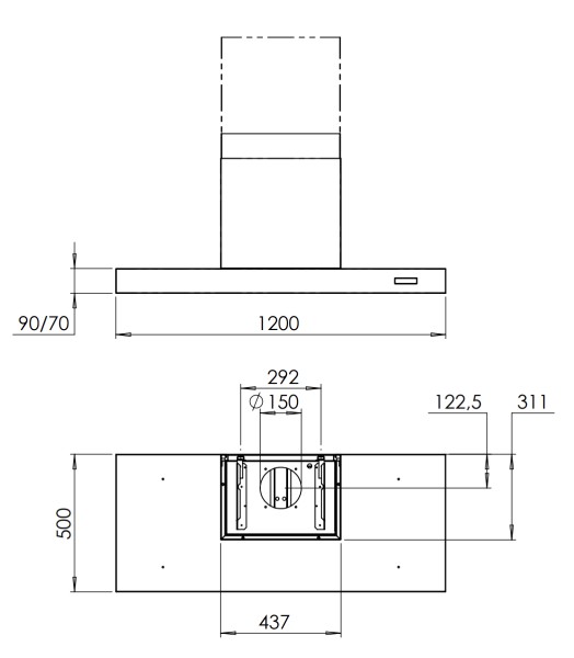 Dampkap zonder motor Venduro VENWI120ZM detail 1
