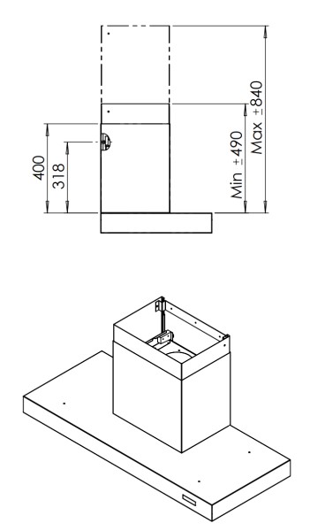 Hotte aspirante sans moteur Venduro VENWI120ZM detail 2