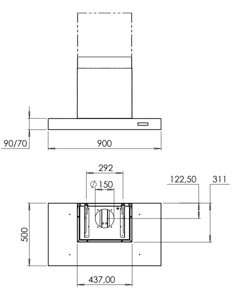 Dampkap zonder motor Venduro VENWI90ZM detail 1