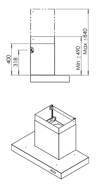 Dampkap zonder motor Venduro VENWI90ZM detail 2