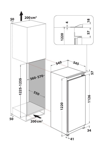 Koelkast inbouw 122 cm hoog Whirlpool ARG8512 detail 5