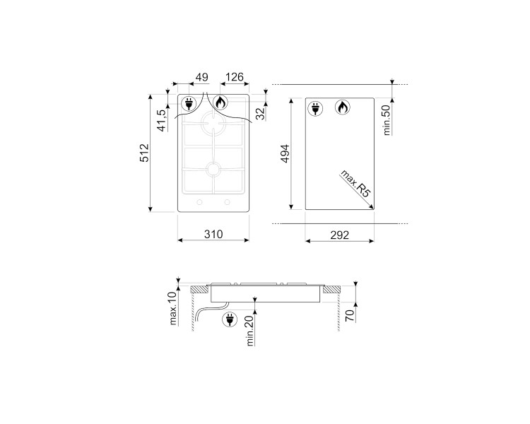 Taque de cuisson modulaires Smeg PGF32G detail 2