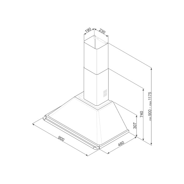 Dampkap wand/schouw Smeg KT90BLE detail 2