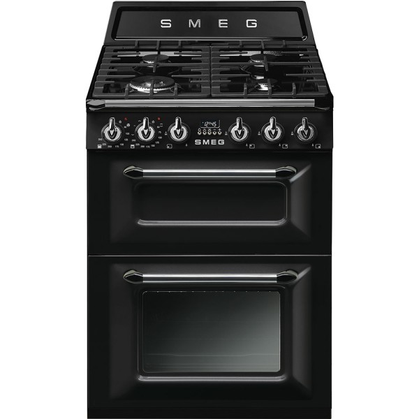 Cuisinière avec taque de cuisson au gaz Smeg TR62BL vooraanzicht