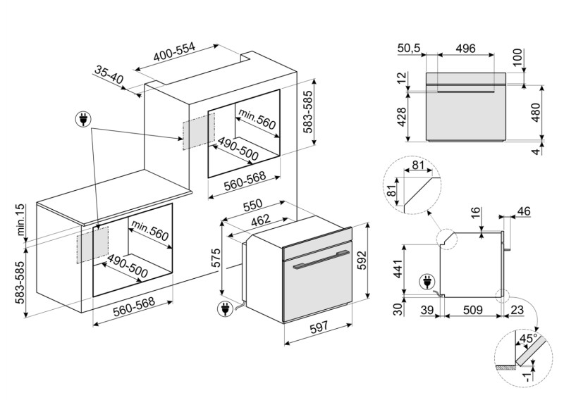 Combi : four + vapeur Smeg SO6102S3PB3 / ZWART detail 5