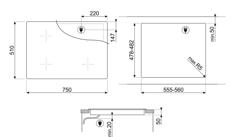 Taque de cuisson induction Smeg SI1M4744D detail 1