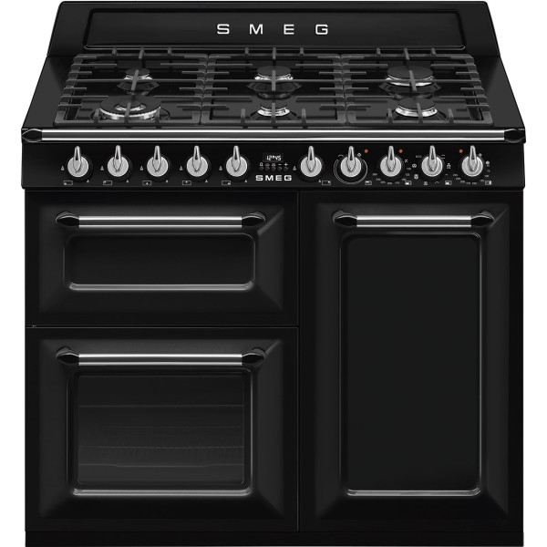 Cuisinière avec taque de cuisson au gaz Smeg TR103BL vooraanzicht
