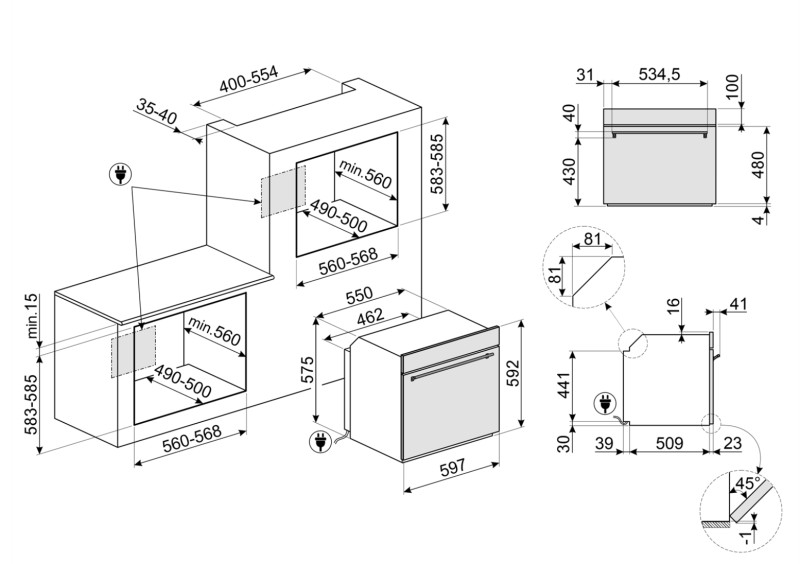 Multifunctie oven Smeg SFP6301TVN / ZWART detail 3
