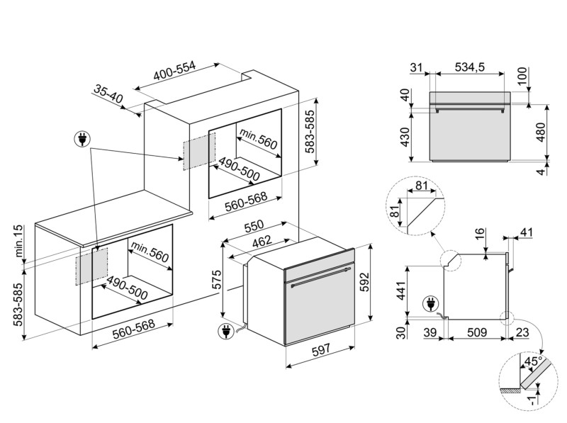 Four air pulsé/multifonction Smeg SF6301TVX detail 1